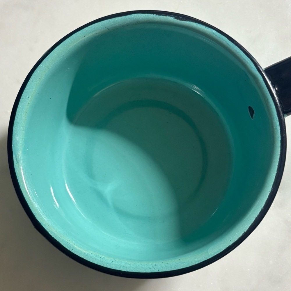Adorable small vintage Festival Enameled Ware turquoise pot - Picture 4 of 7